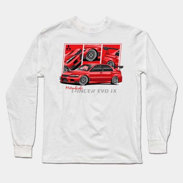 Mitsubishi Lancer evolution evo 9 Red, JDM Long Sleeve T-Shirt by T-JD